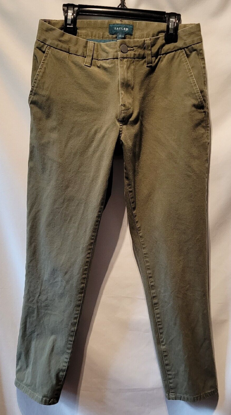 Taylrd Tech Chino Pants Taylrd Fit Olive Green Men's Size 28 X 28 Office/Casual